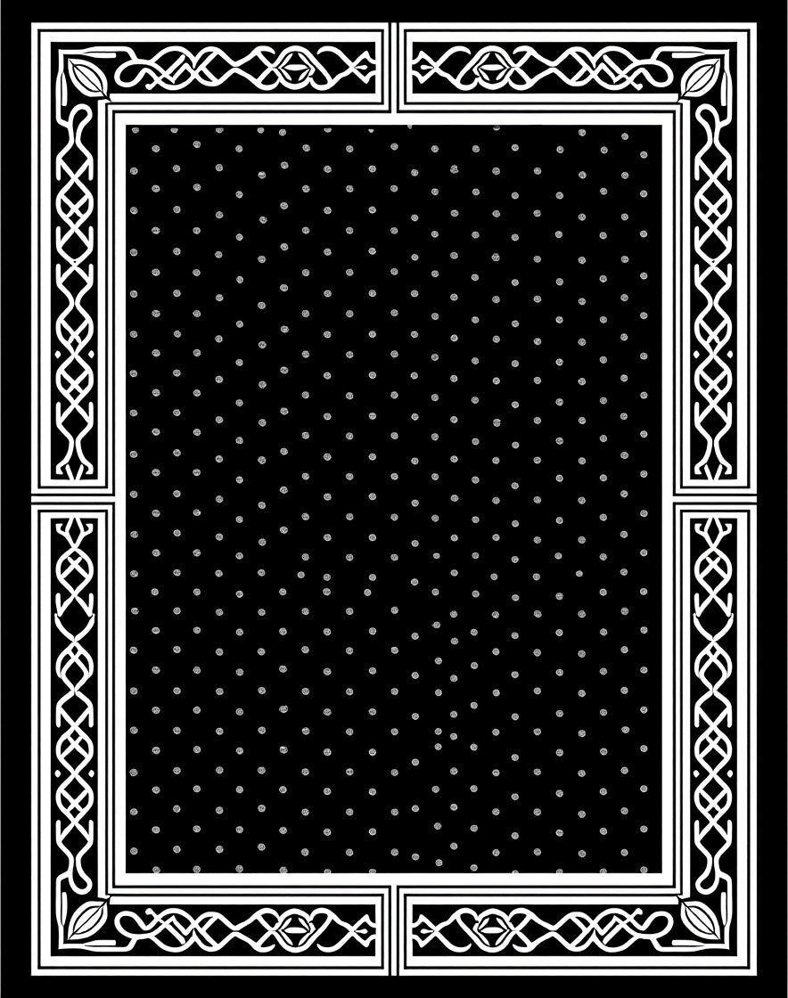 Black White Polka Dot Celtic Border Rug