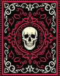 Black Crimson Skull Baroque Border Rug