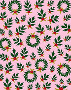 Pink Holly Berry Wreath Arrangement Rug