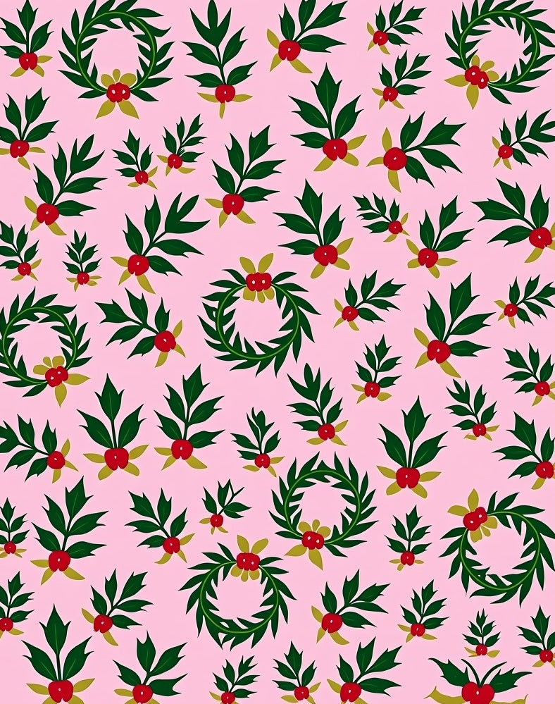 Pink Holly Berry Wreath Arrangement Rug