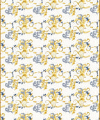 Ornate Golden Blue Scrollwork Rug