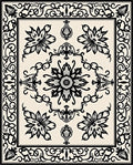 Cream Black Floral Arabesque Rug