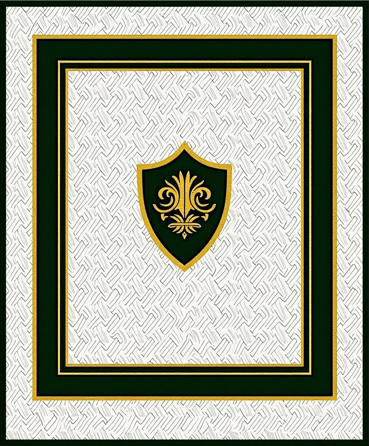 Emerald Gold Crest Shield Frame Rug
