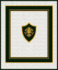 Emerald Gold Crest Shield Frame Rug