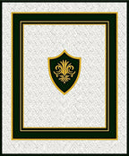 Emerald Gold Crest Shield Frame Rug