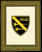 Black and Yellow Crest Border Rug