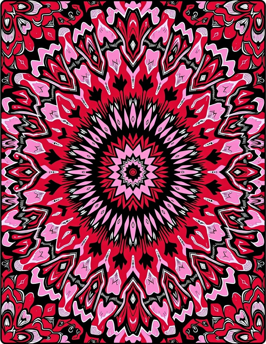 Crimson Pink Floral Mandala Rug