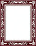 Bold Crimson Floral Vine Border Rug
