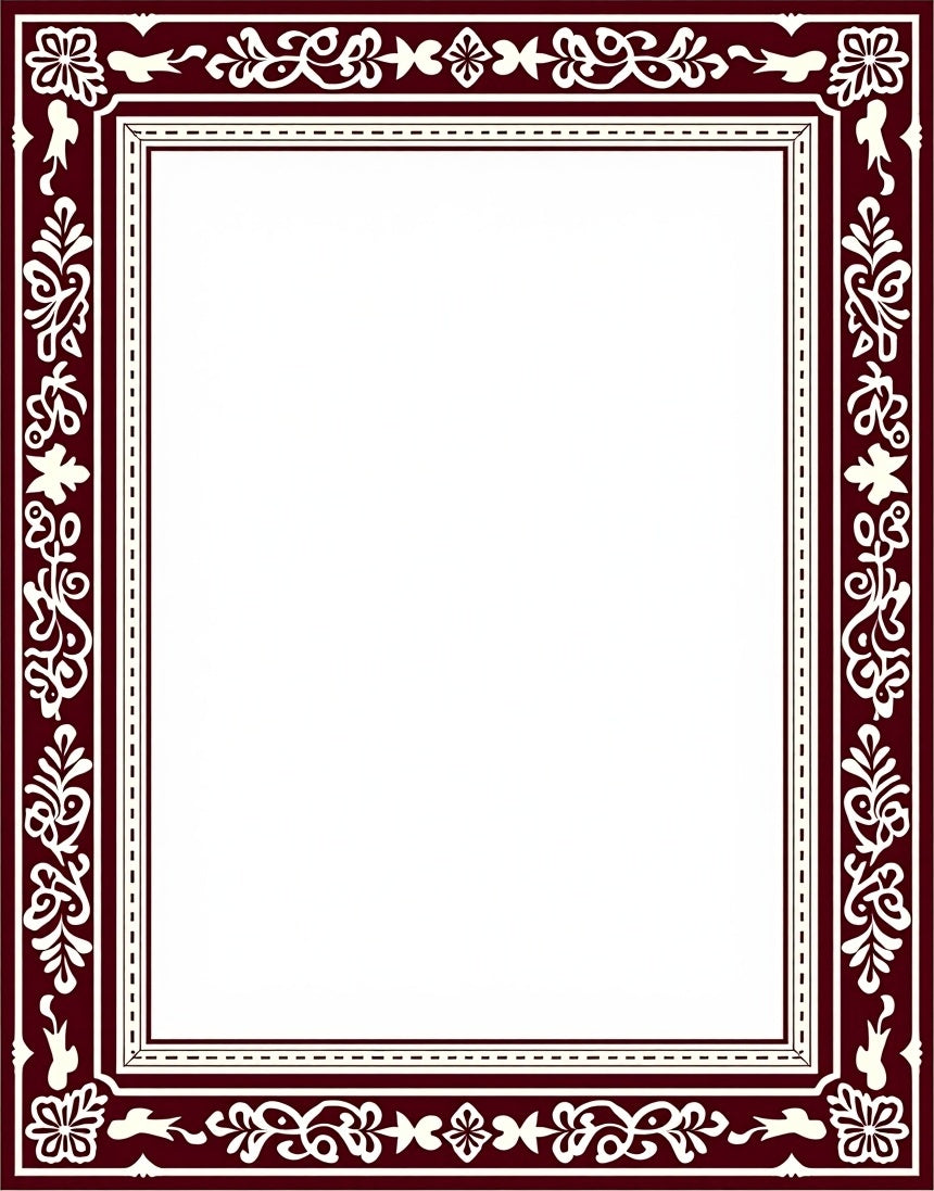 Bold Crimson Floral Vine Border Rug