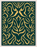 Ochre Swirls on Teal Background Rug