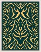 Ochre Swirls on Teal Background Rug