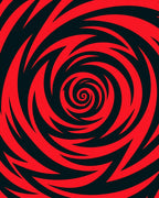 Vibrant Red Spiral Vortex Rug