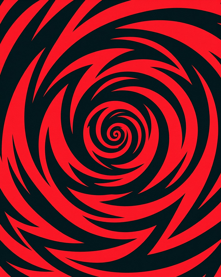 Vibrant Red Spiral Vortex Rug