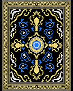 Black Yellow Blue Ornamental Star Rug