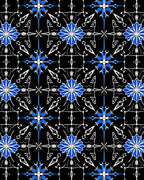 Vibrant Blue Starburst Medallion Black Rug