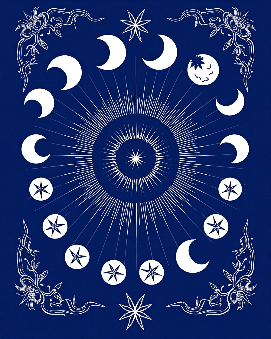 Celestial Night Sky Phases Rug