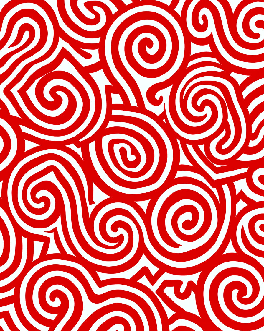 Crimson Swirl Abstract Lines Rug