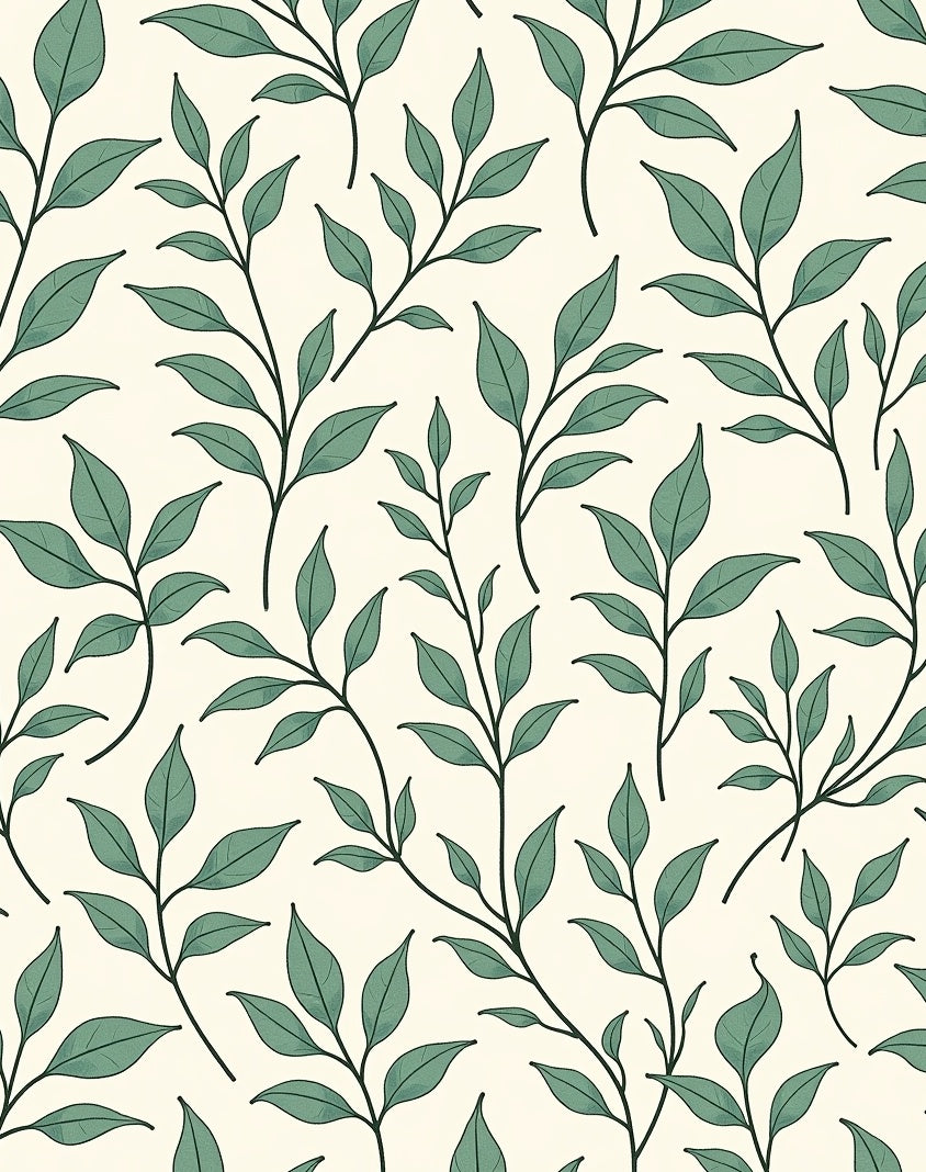 Sage Green Botanical Vine Rug