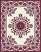 Deep Red Botanical Garden Arrangement Rug