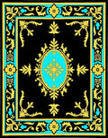 Onyx Turquoise Gold Scroll Border Rug