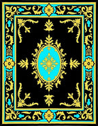 Onyx Turquoise Gold Scroll Border Rug