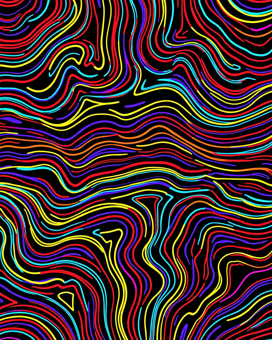 Vibrant Wavy Line Abstract Rug