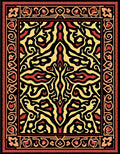 Bold Red Yellow Abstract Floral Medallion Rug