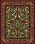 Bold Red Yellow Abstract Floral Medallion Rug