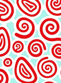 Retro Red Swirl Abstract Rug