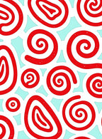 Retro Red Swirl Abstract Rug