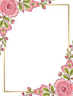Pink Floral Whimsical Golden Frame Rug