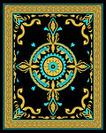 Black Teal Gold Medallion Arabesque Rug