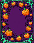 Purple Orange Pumpkin Spooky Swirl Border Rug