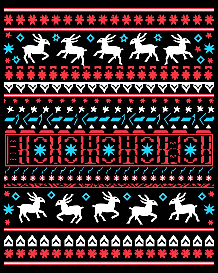 Red White Blue Reindeer Winter Holiday Accents Rug