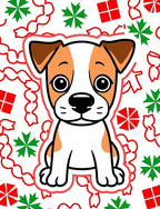 Cute Dog Christmas Bows Snowflakes Rug