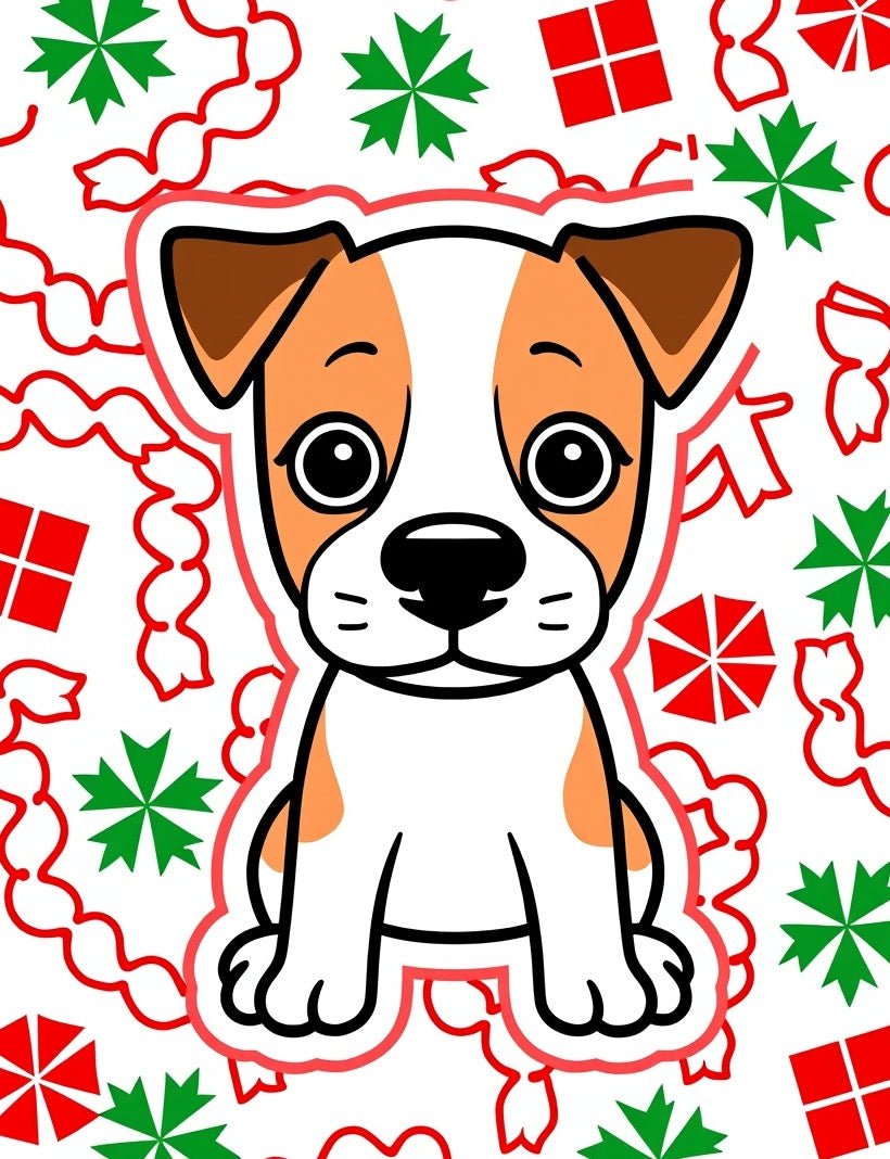 Cute Dog Christmas Bows Snowflakes Rug