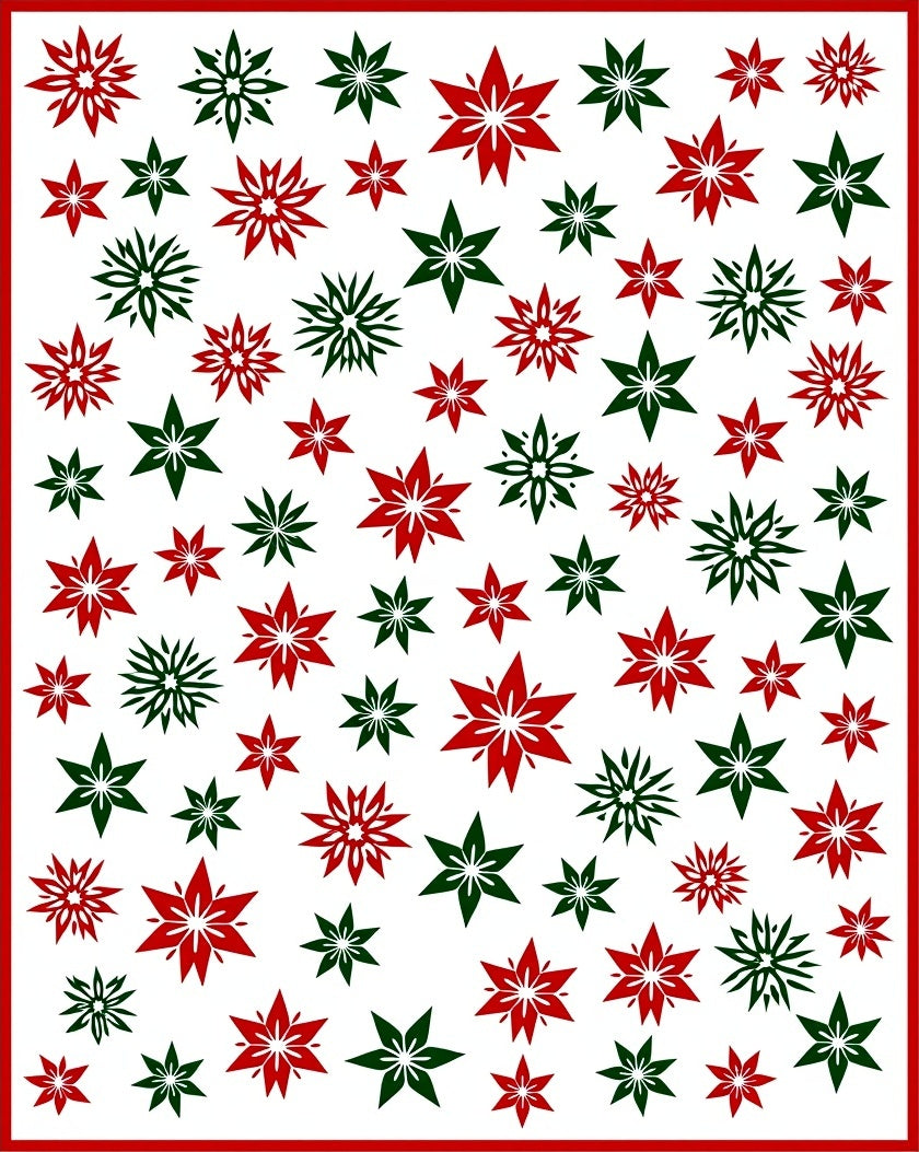 Red Green Starburst Scattered Rug
