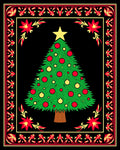 Green Christmas Tree Red Yellow Border Rug