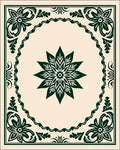 Forest Green Floral Vignette BorderRug Rug