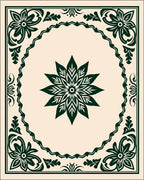 Forest Green Floral Vignette BorderRug Rug