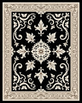 Black Cream Medallion Scrollwork Ornament Rug