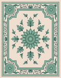 Teal Floral Medallion Frame Rug