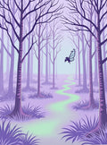 Whimsical Purple Forest Mythical Creature Rug