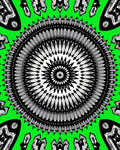 Vibrant Green Black Mandala Sunburst Rug
