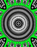 Vibrant Green Black Mandala Sunburst Rug