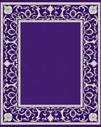 Regal Violet Botanical Filigree Border Rug