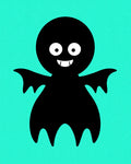 Cute Black Ghost Teal Background Rug
