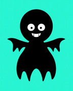 Cute Black Ghost Teal Background Rug