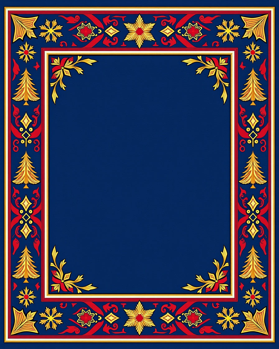 Vintage Red Gold Evergreen Border Rug