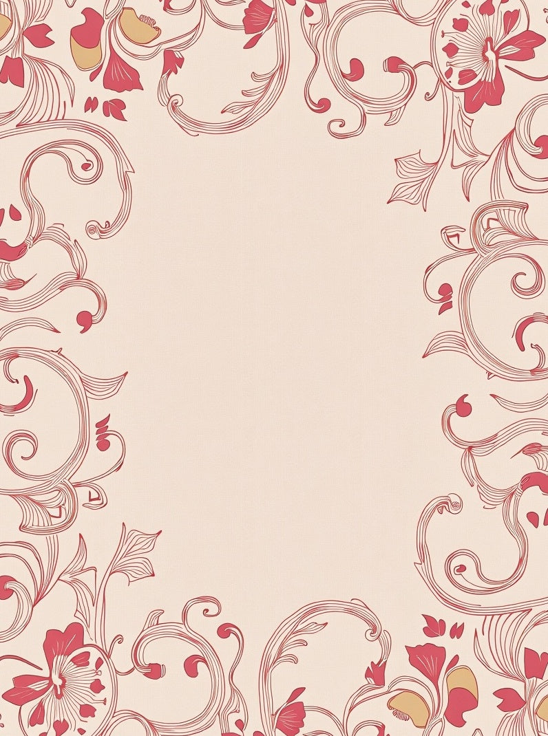 Crimson Floral Scrollwork Meadow Rug